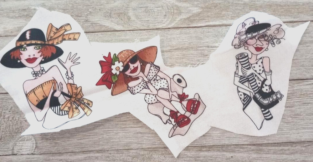 creative toss loralie fun fabric scrap 3 ladies piece 3.5 to 4 inch #1016 1pc