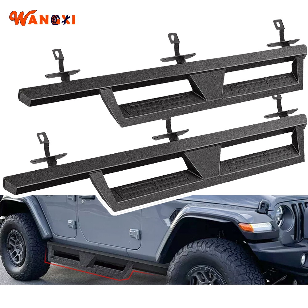 Jeep Wrangler JL 4-Door 2018-24 Matte Black Running Board Side Step Nerf Bar