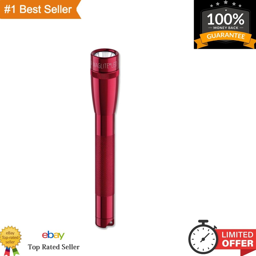 Lightweight Red Mini LED Pro Flashlight - 534 ft Beam, 2 AA Batteries Included