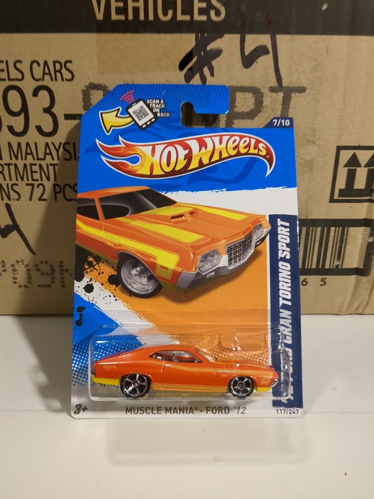 '72 Ford Gran Torino Sport #117 * Orange * 2012 Hot Wheels * Vhtf