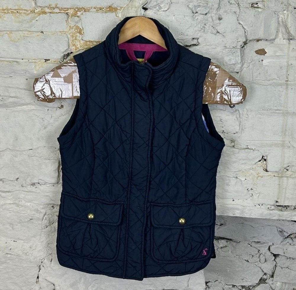 Joules Quilted Gilet Womens UK 10 Navy Blue Sleeveless Milham