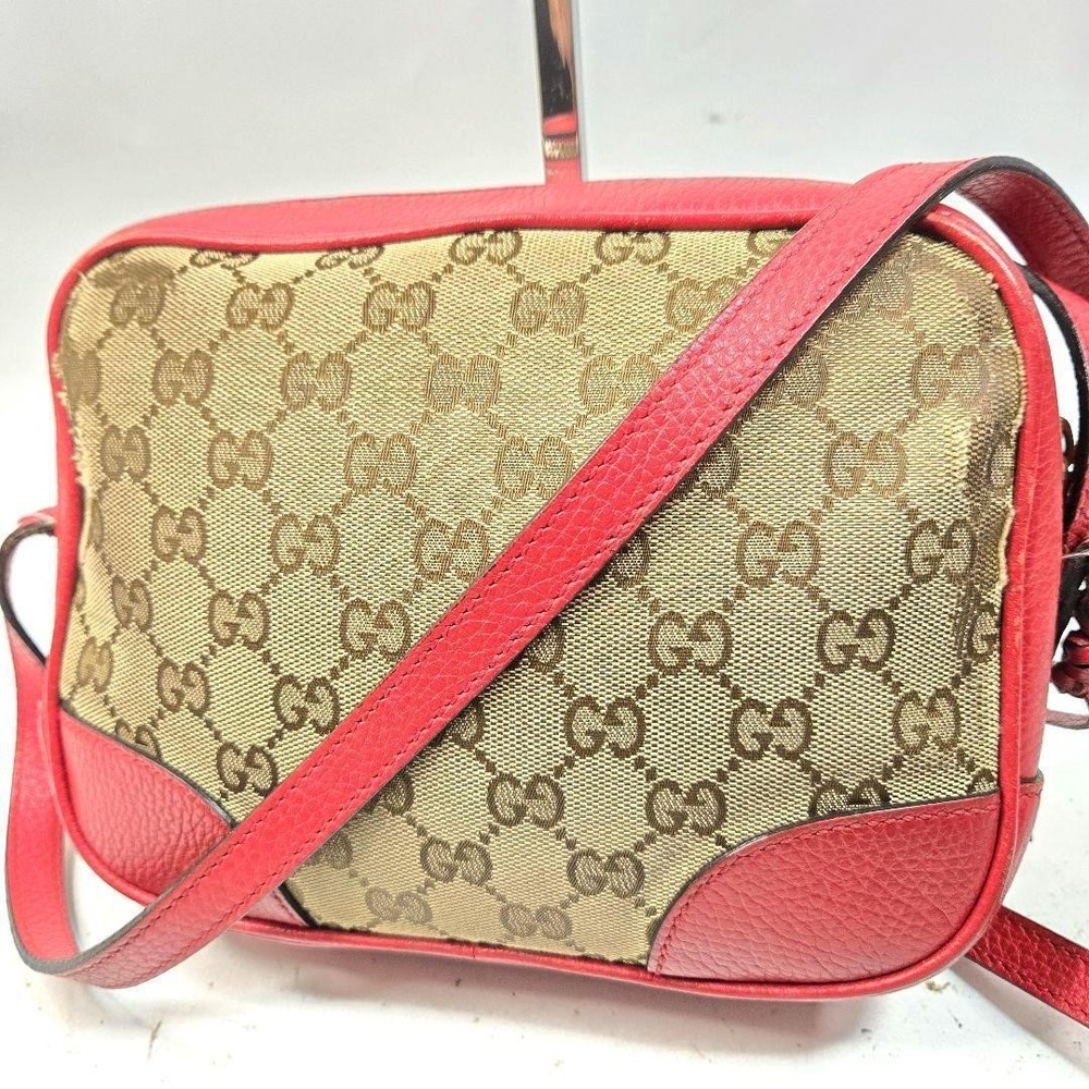 Gucci GG Canvas Vintage Leather Camera Shoulder Bag  