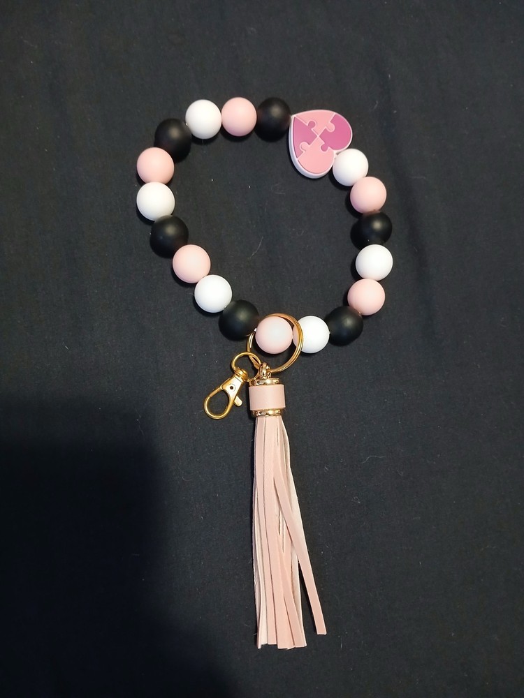 Pink Wristlet Keychain with Detachable Strap for Keys & Essentials