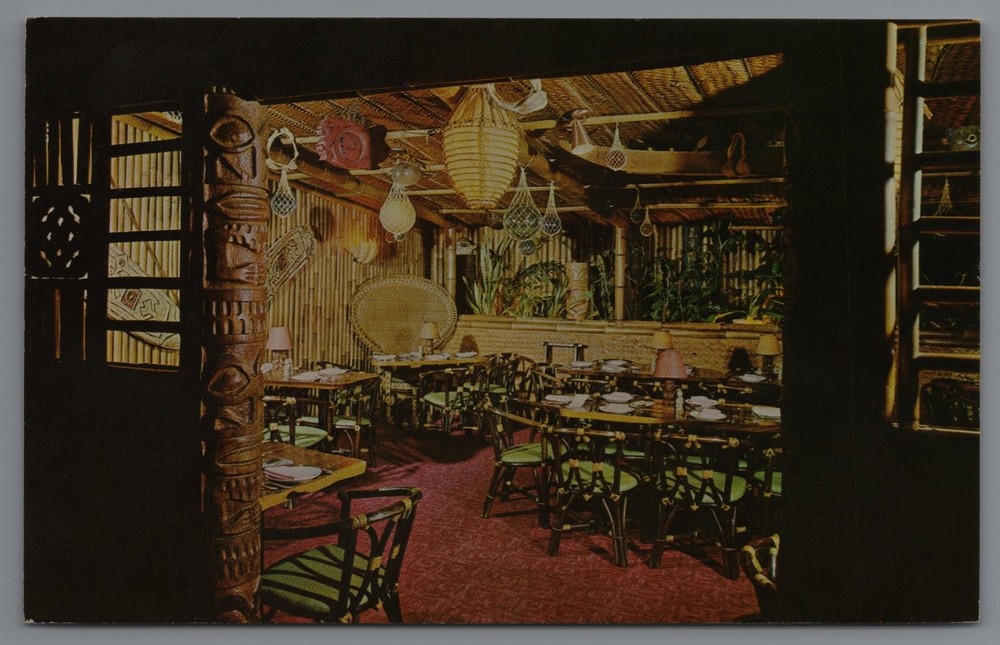 Vintage Trader Vic's Garden Room San Francisco Tiki Bar Postcard