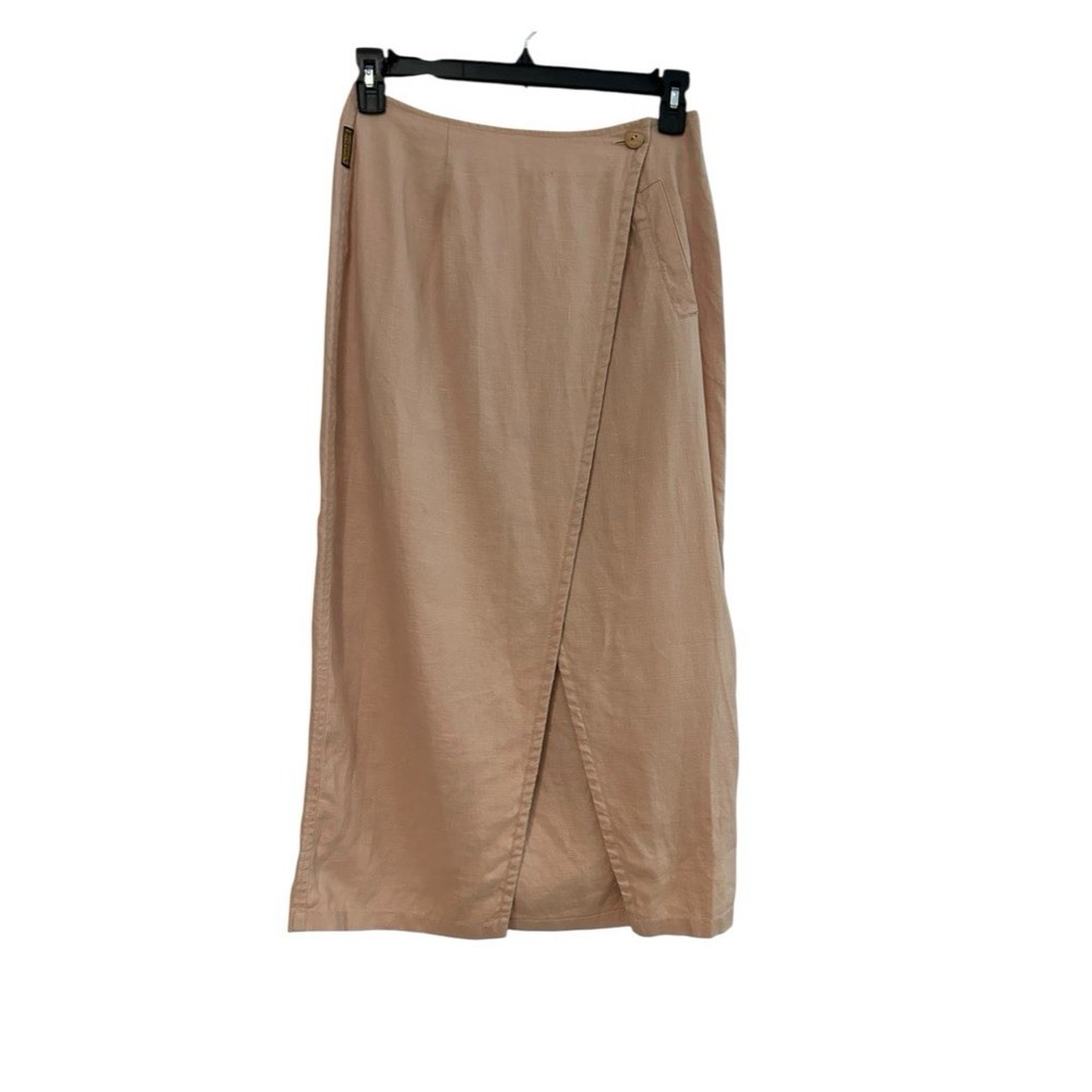 Armani Jeans Vintage Skirt Wrap Midi Linen Beige 6 Y2K 90’s Vintage