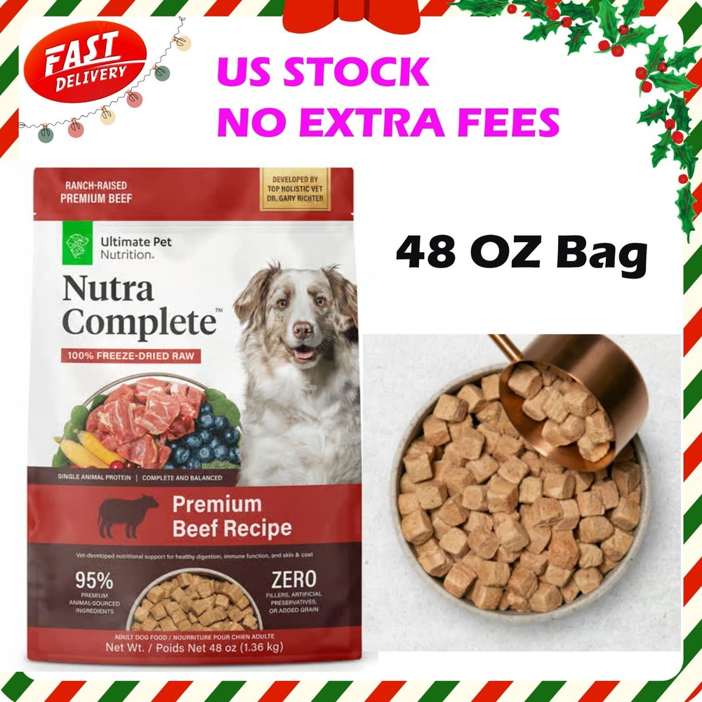 Ul.ti.mate Pet Nutrition Nutra Complete Freeze Dried Raw Beef Dog Food 48 Oz Bag