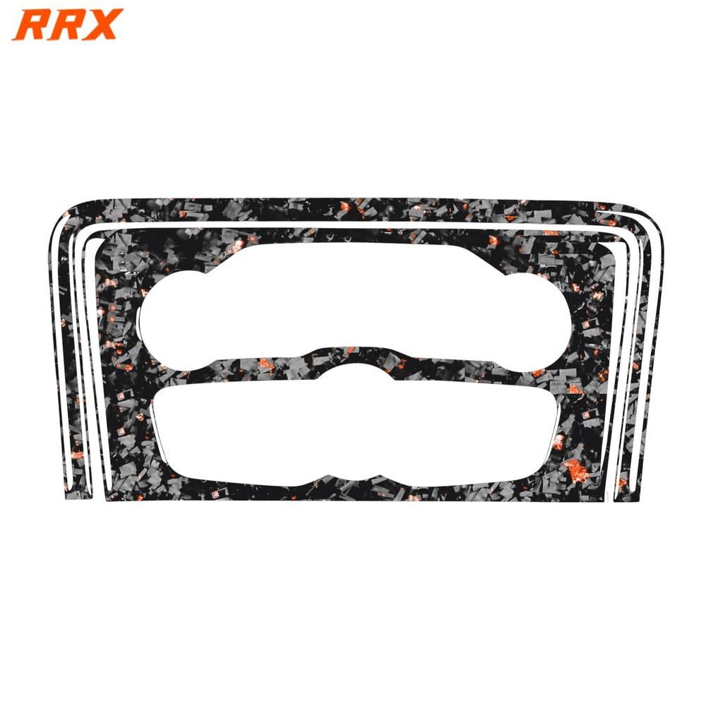 Orange Forged Carbon Fiber Console AC CD Radio Panel Cover For Dodge Charger 15+