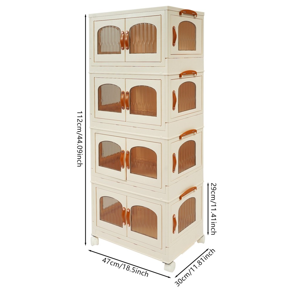 4-Tier Stackable Folding Storage Bins for Clothes Organizer