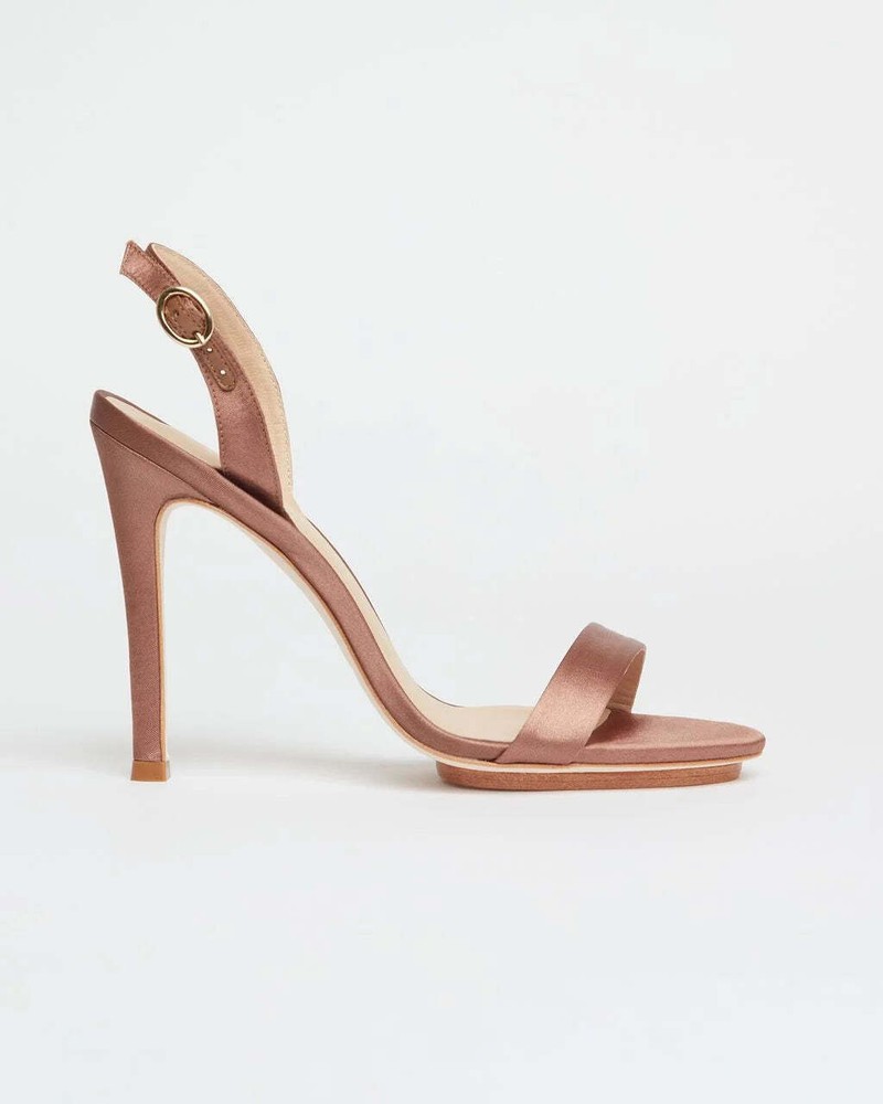 Salone Monet Womens Brown Padded Sable Stiletto Slingback Sandal Size 6