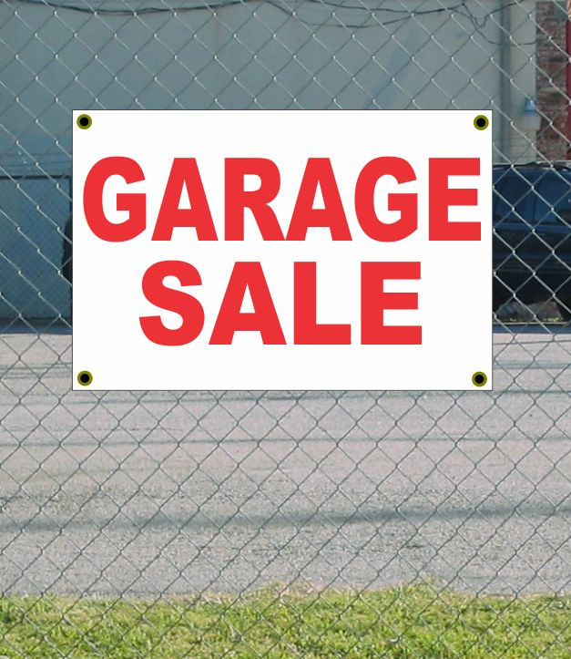 2x3 Red & White Garage Sale Banner, New Discounted Price, Free Shipping
