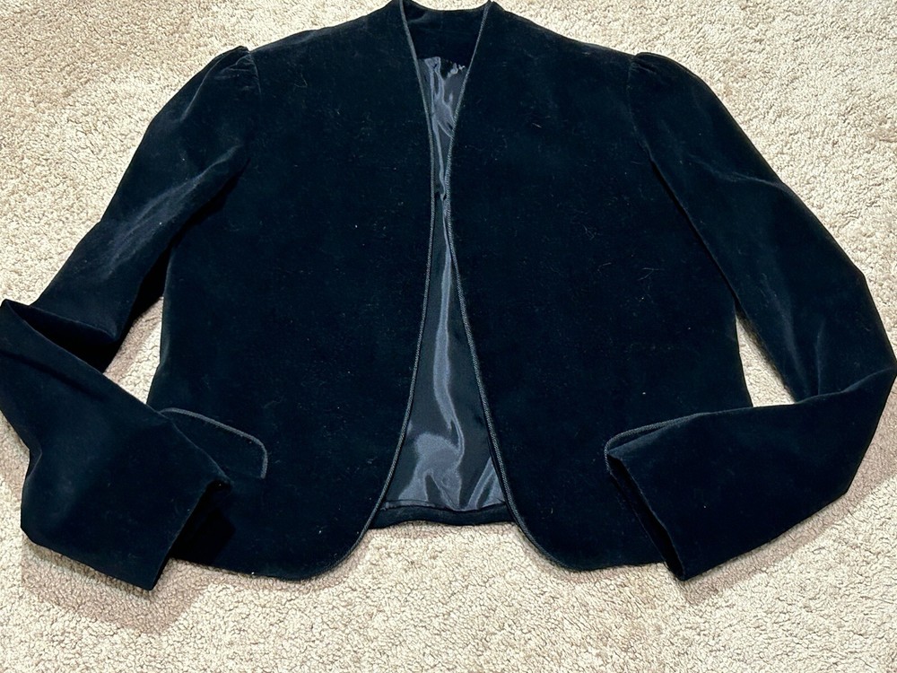 Tomboy Womens Jacket Size 9 Vintage Black Velvet Pockets Classic Dressy