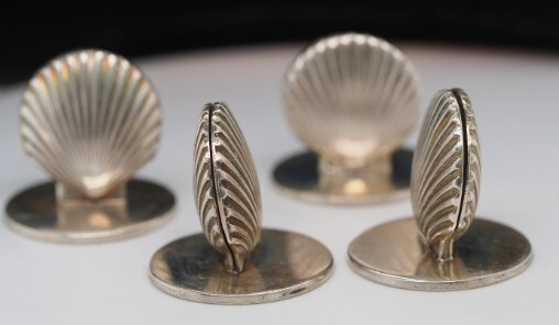 Tiffany & Co. Sterling Silver Clamshell Scallop Card Holders Set Of 7