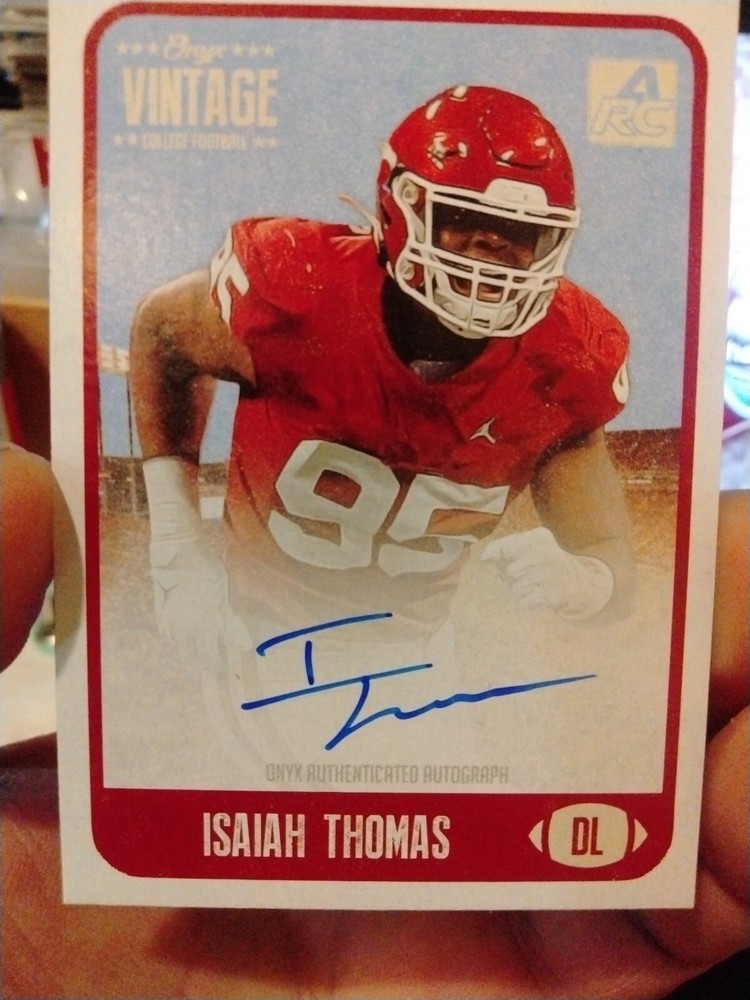 Isaiah Thomas 2021 Onyx Vintage College Autographs Blue Ink  Auto /400 #CAIT 🏈