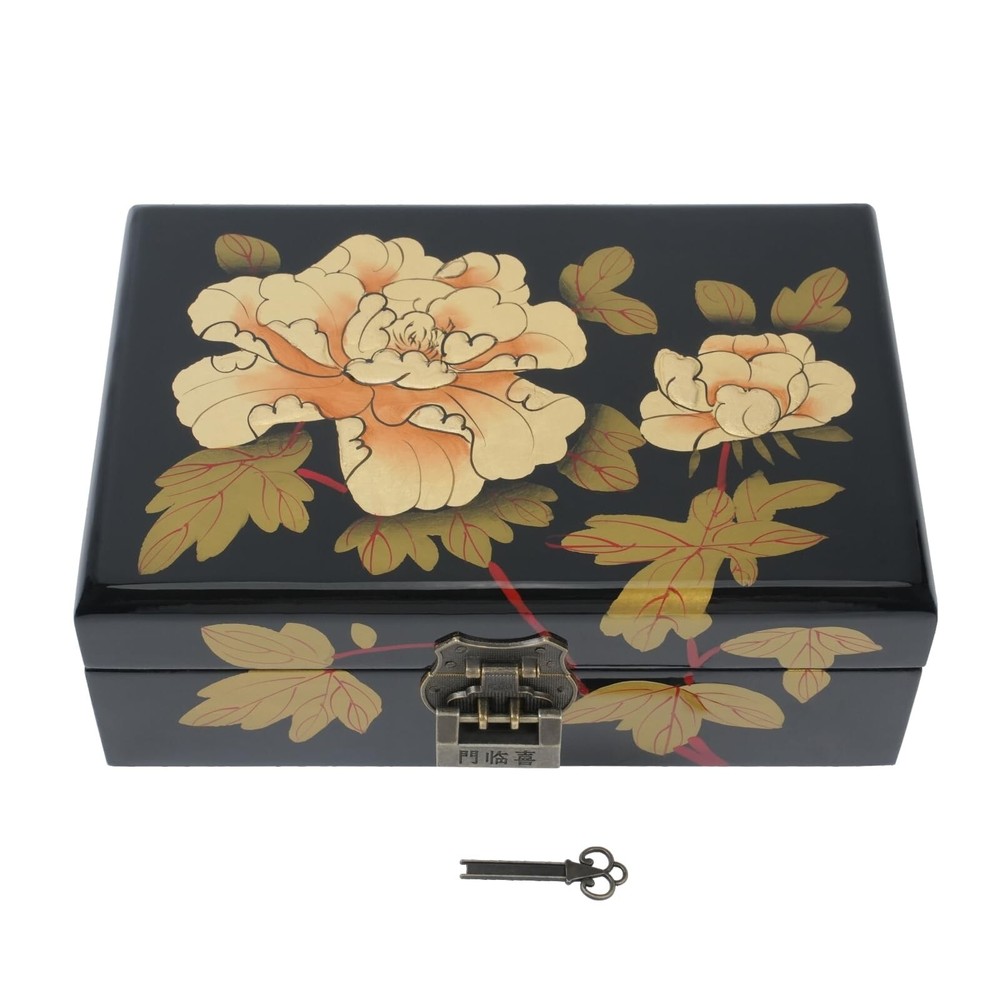 Handcrafted Chinese Antique Lacquer Multi-Layer Jewelry Organizer Box