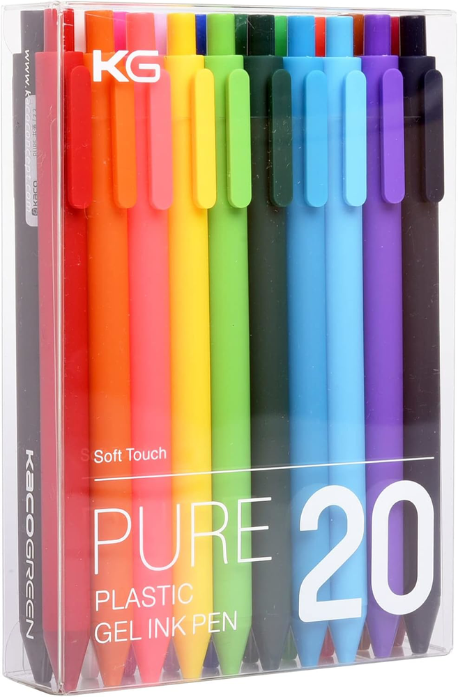 Colored Gel Pens 0.5mm Set of 20 Multi-Color Fine Point Quick Drying Journaling
