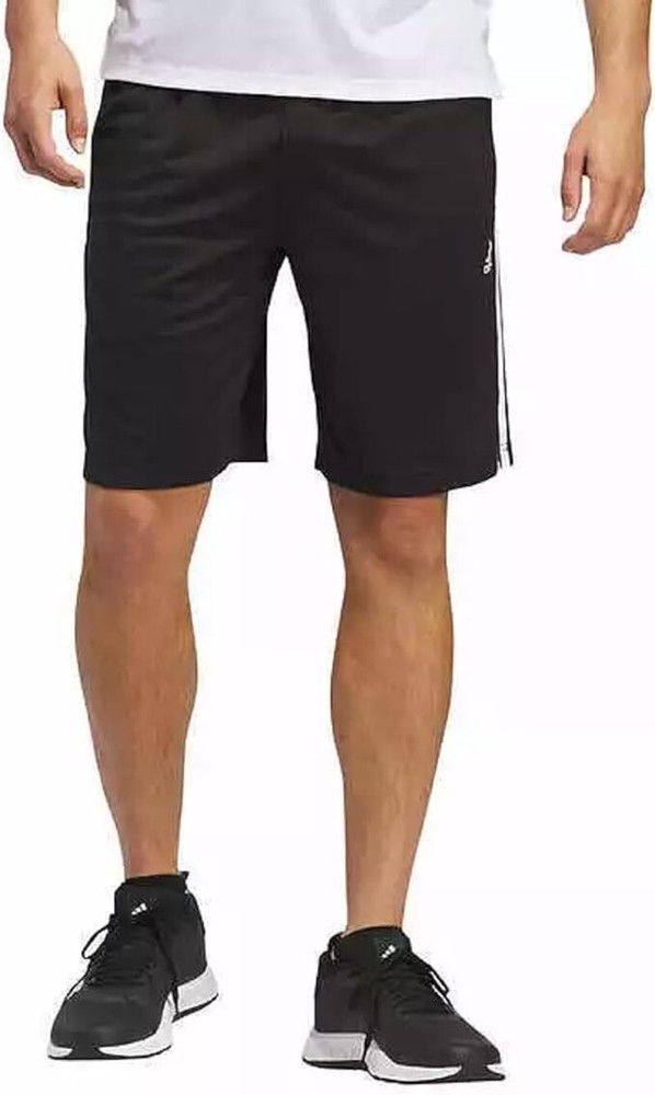 Adidas Men's 3 Stripe Shorts, Black/White, Size S