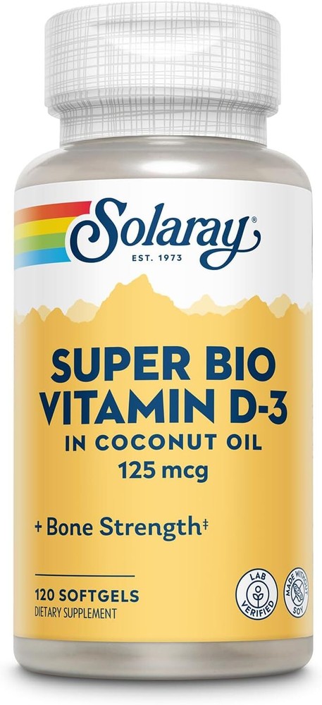 Solaray Super Bio Vitamin D3 in Coconut Oil - 120 Count (Pack of 1)