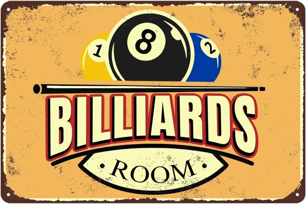 Funny Vintage Billiards Tin Sign for Pool Table Decor and Game Room Accessories