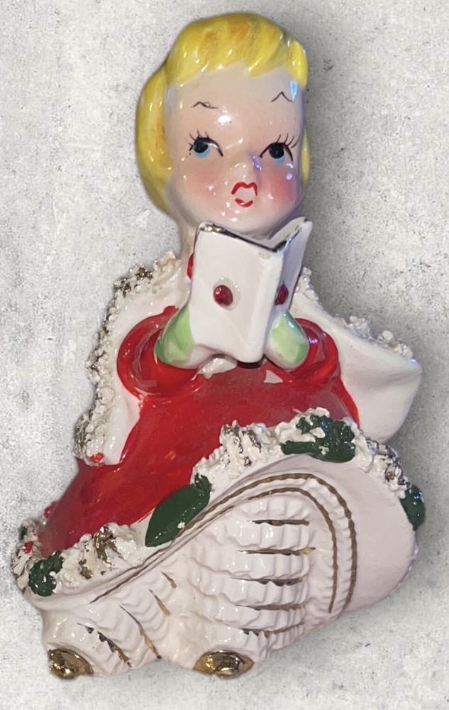 Vintage Kreiss 50’s Girl Christmas Caroler Bell Figurine 3.5” Make Offer!!!