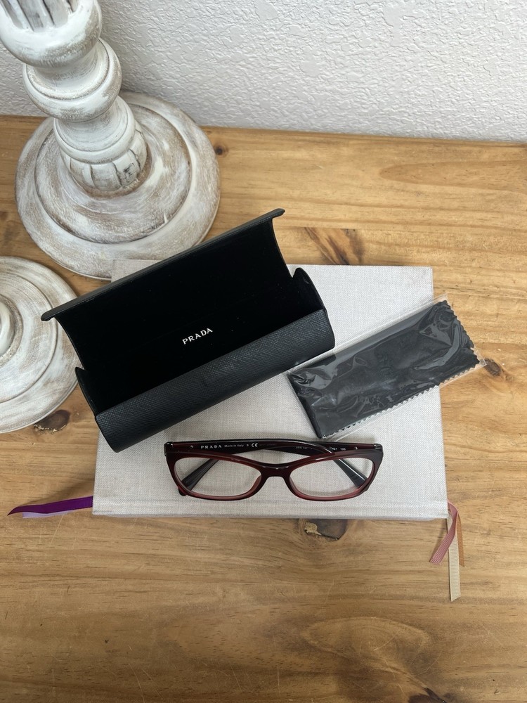 Prada VPR 15P MAX-1O1 Burgundy Red Silver Eyeglass Frames 53-16 135 Made in Italy