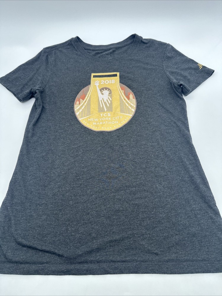 New Balance Nyc Marathon T-Shirt Women Large Graphic Print Gray..#19740