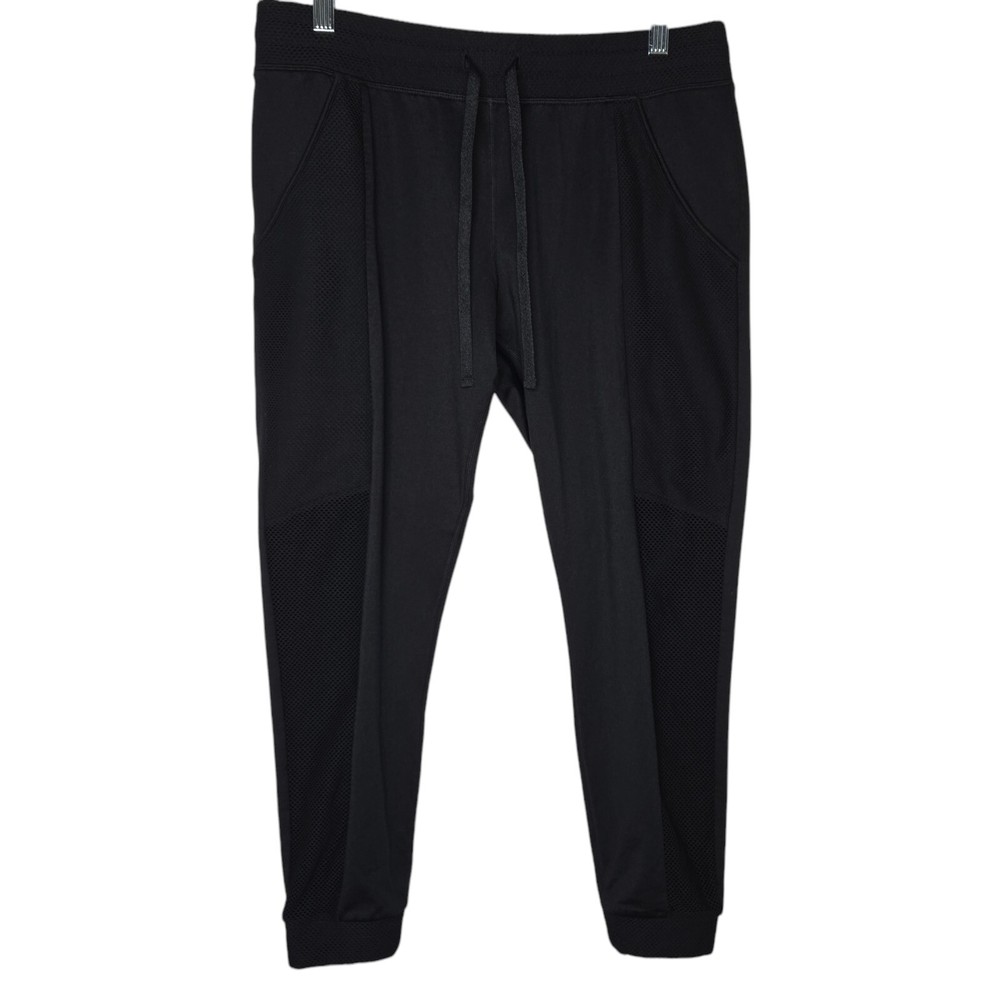 FABLETICS Women's Fleece Mesh Detail Joggers Size Medium Black