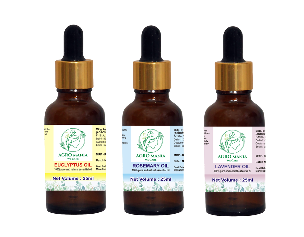 AGRO MANIA Pure Eucalyptus Lavender Rosemary Essential Oils 25ml