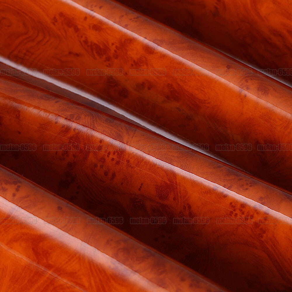 100x30cm Glossy Wood Grain Textured Vinyl Film Car Interior Wrap Decal Sticker