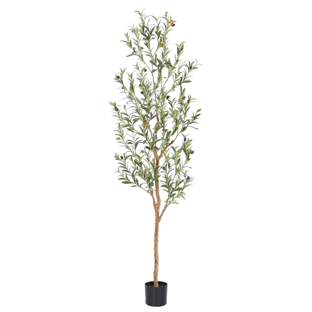 6ft Faux Olive Tree with Natural Wood Trunk for Indoor Decor