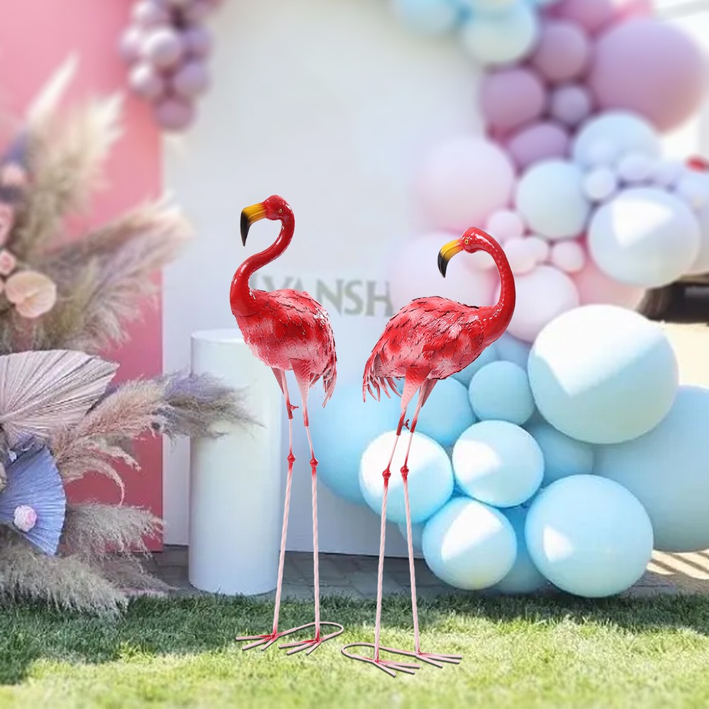 Pink Large Flamingo Garden Statue Pair Outdoor Yard Decor