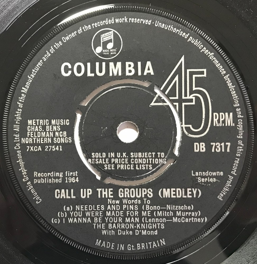 THE BARRON-KNIGHTS  - Call Up The Groups (Medley) ..1964 Uk Columbia45rpm single