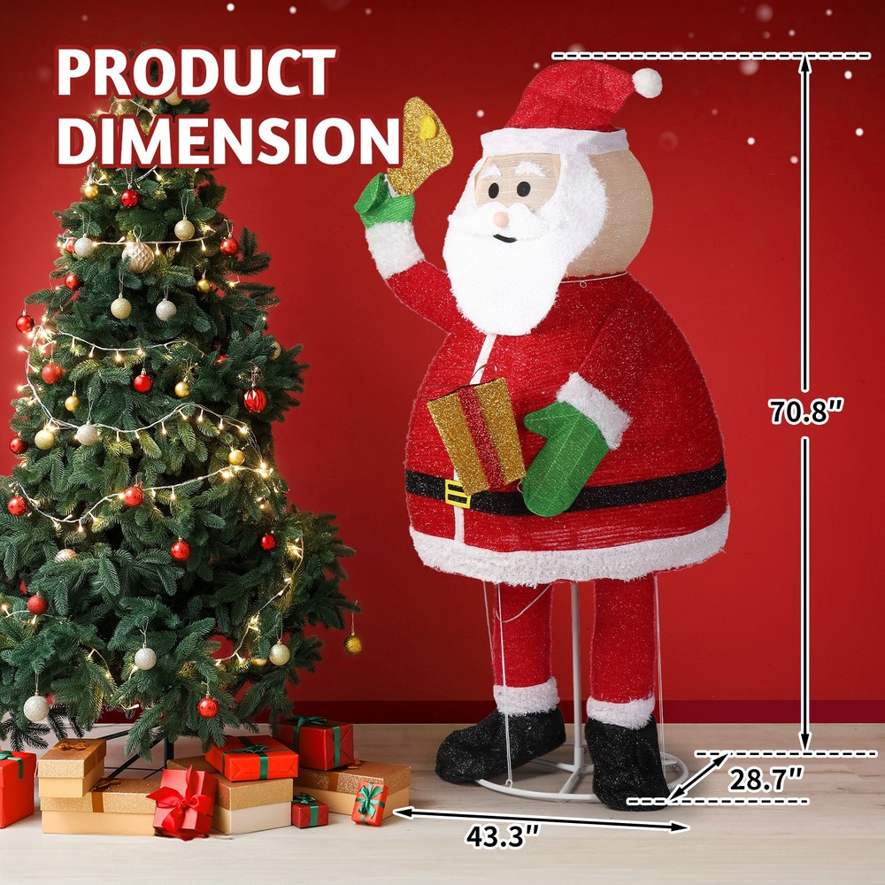 Christmas 6 FT Santa Decoration with LED Lights for Xmas Outdoor Holiday Display