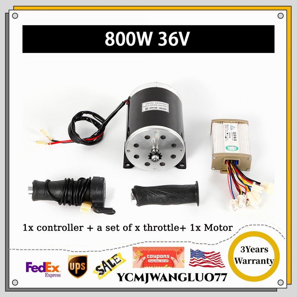 36V 800W Brush Motor Kit with Speed Controller and Pedal for ATV eBike Go Kart