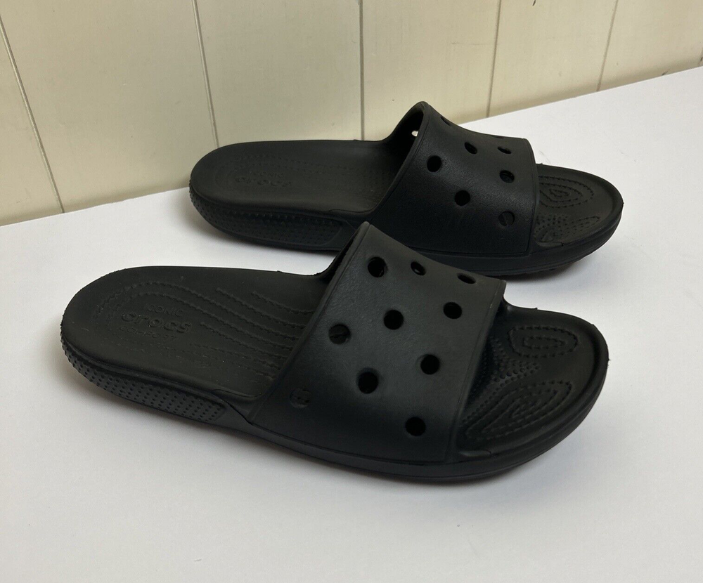 Crocs Iconic Comfort BLACK Slide Sandal - Size 5 M 7 Women