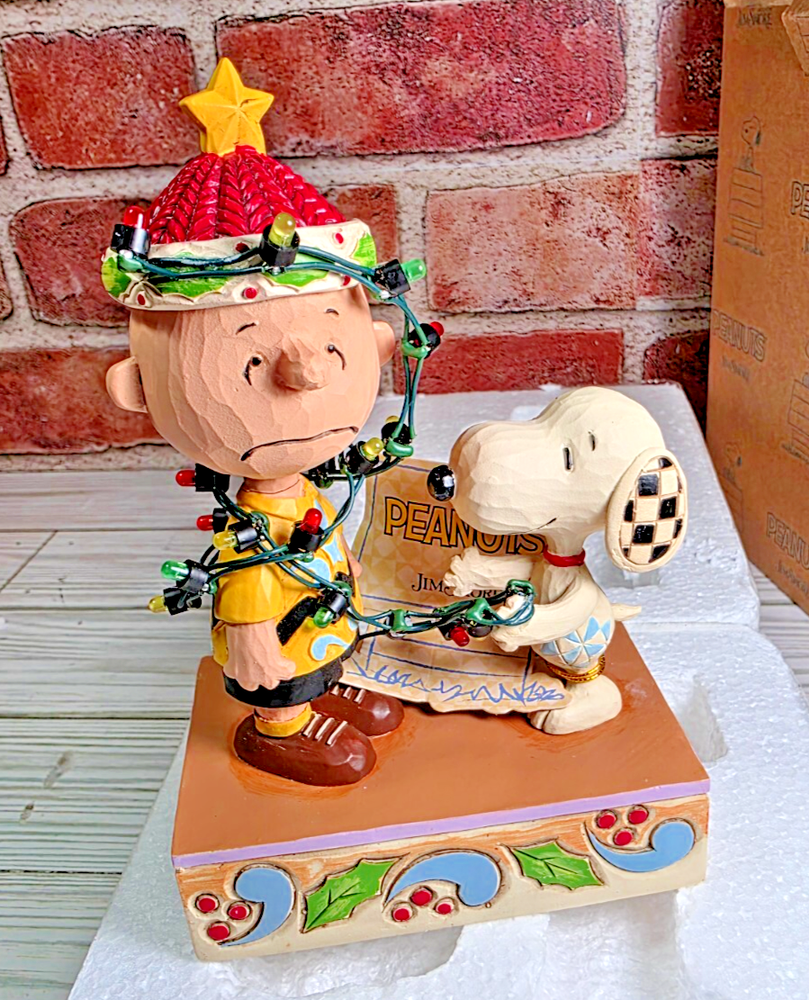 Jim Shore Peanuts Charlie Brown Tangled in Lights Ornament New in Box