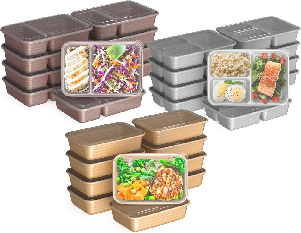 Bentgo Prep 60-Piece Meal Prep Kit with 1 2 3 Compartment Containers and Custom Fit Lids