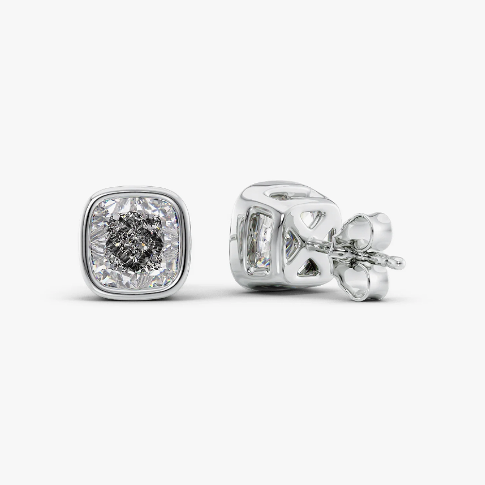 IGI Lab Created 2.00 Ct Cushion Cut Diamond Stud Earring 14K Solid White Gold