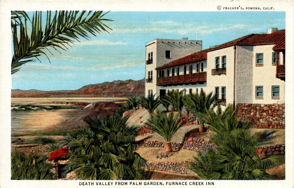 DEATH VALLEY, PALM GARDEN, FURNACE CREEK INN, Postcard