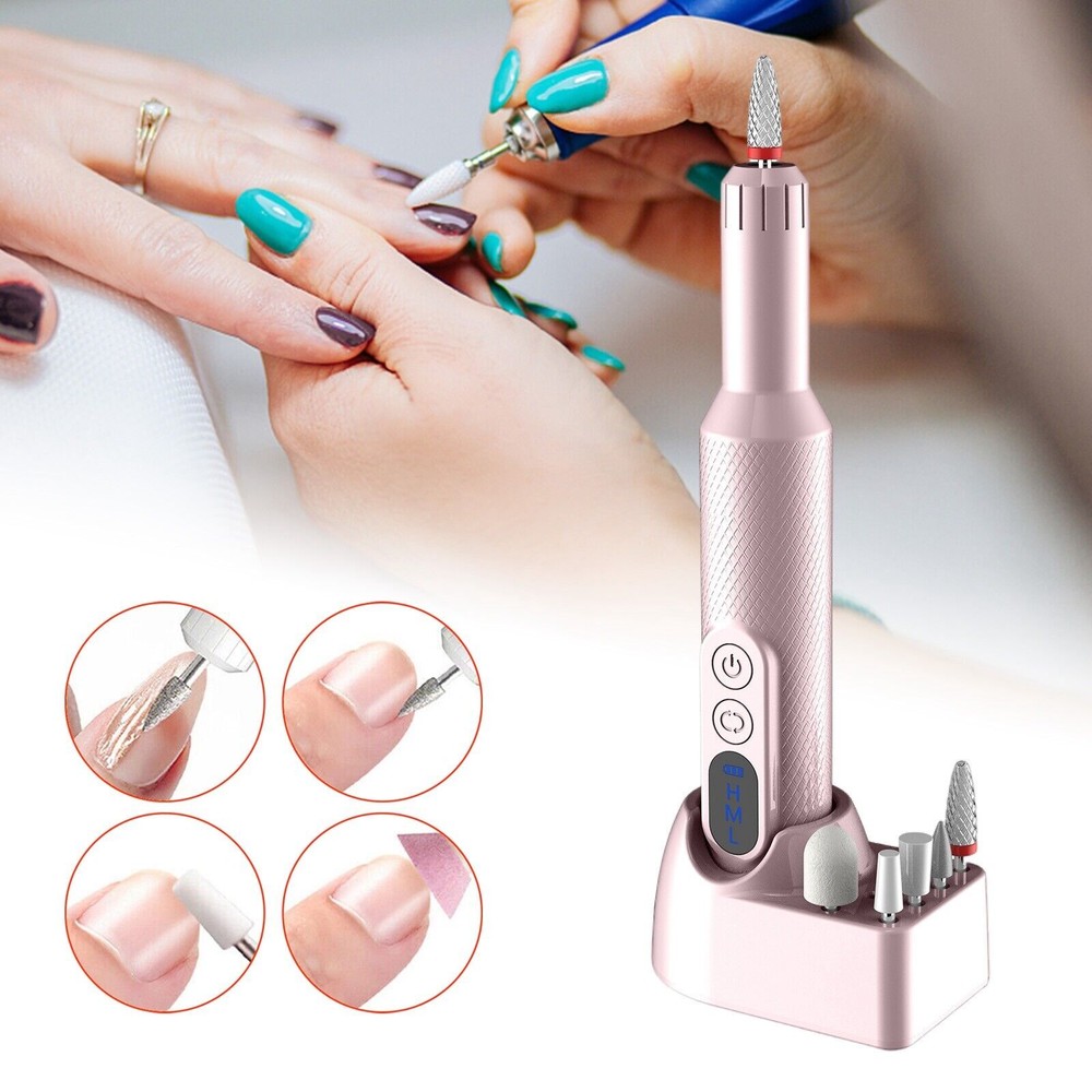 PINK Rechargeable Cordless Electric Nail Drill Manicure Machine Tool  