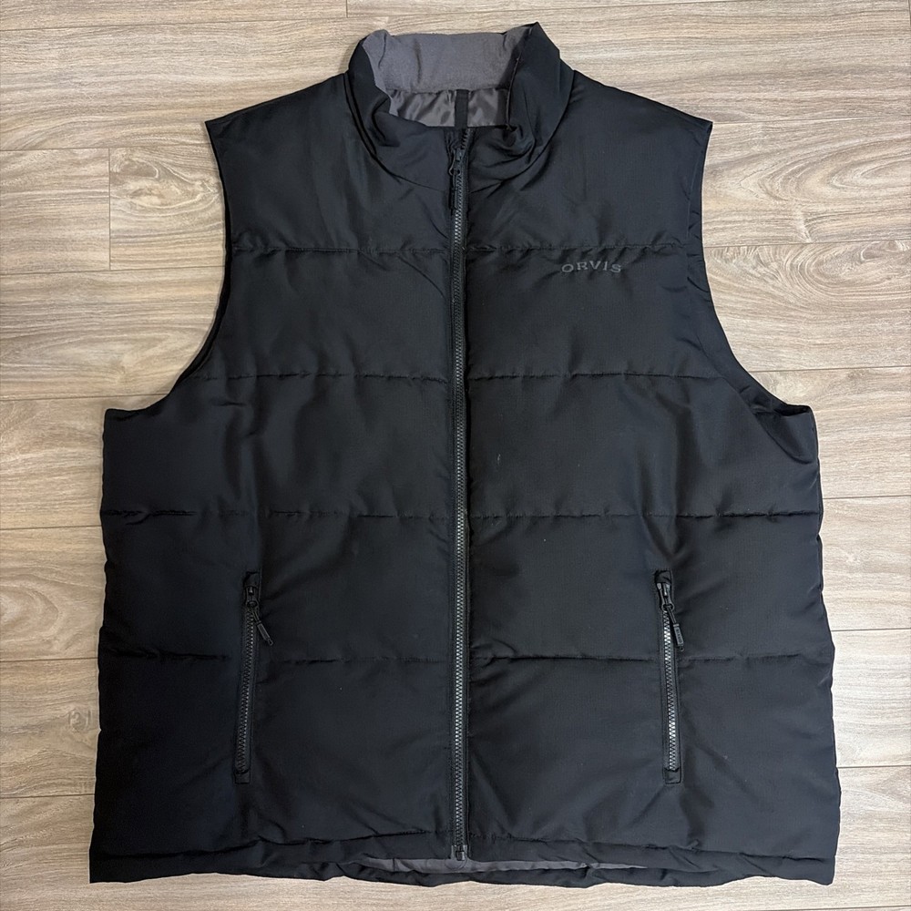 Orvis RipStop Puffer Vest Jacket Mens L Black Professional Lightweight Preppy