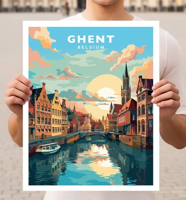 Ghent Belgium Travel Wall Art Poster Print