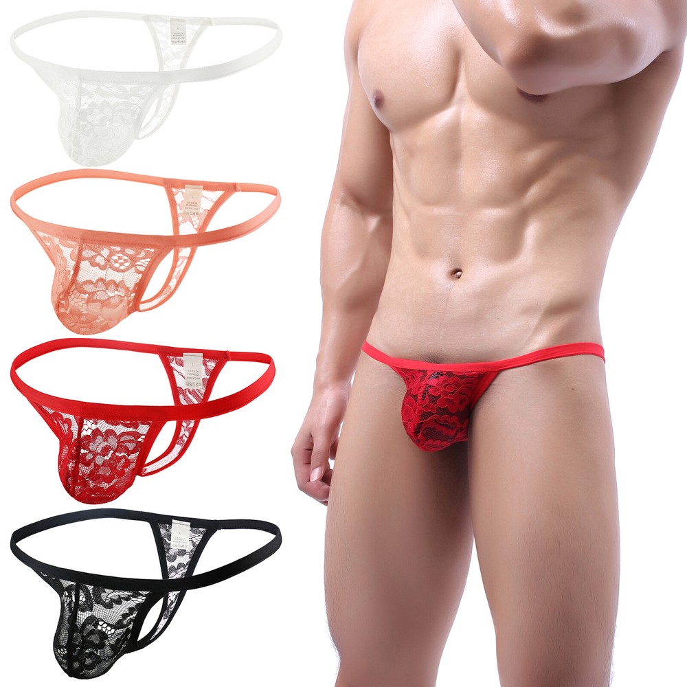Men G-string Lace Underwear Sexy Thongs Panties T-back Underpants Lingerie