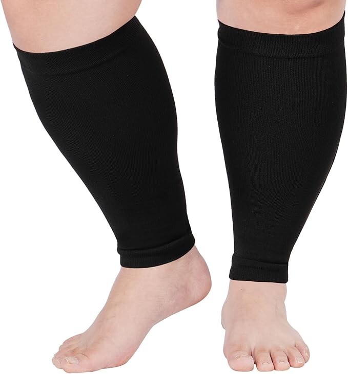 Plus Size Wide Calf Compression Leg Sleeves 15-20mmHg Knee High Support