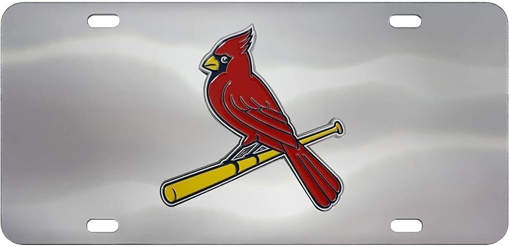 St Louis Cardinals Stainless Steel License Plate Tag Diecast