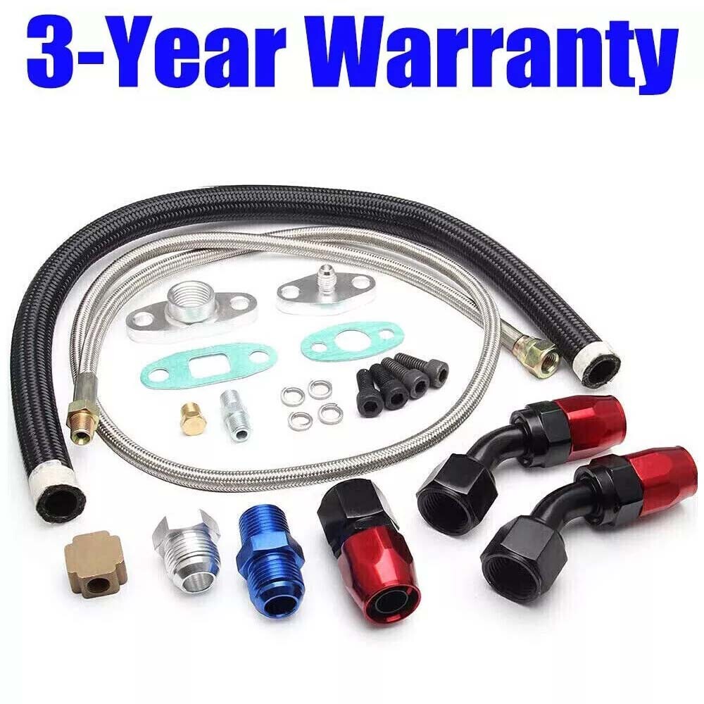 US Turbo Charger Oil Drain Return Line Oil Feed Complete Kit For T3 T4 T70 T66