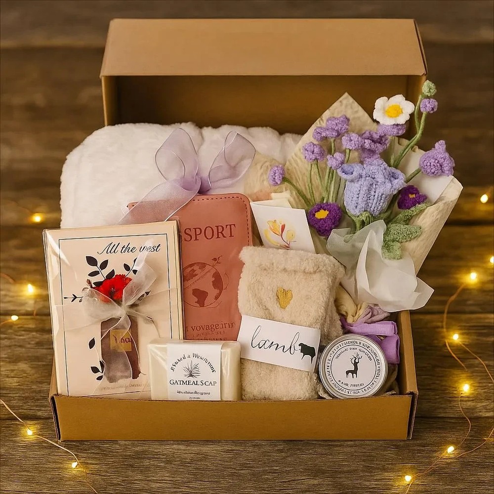 Handmade Crochet Flower Bouquet Gift Basket Gift Box Birthday Gift