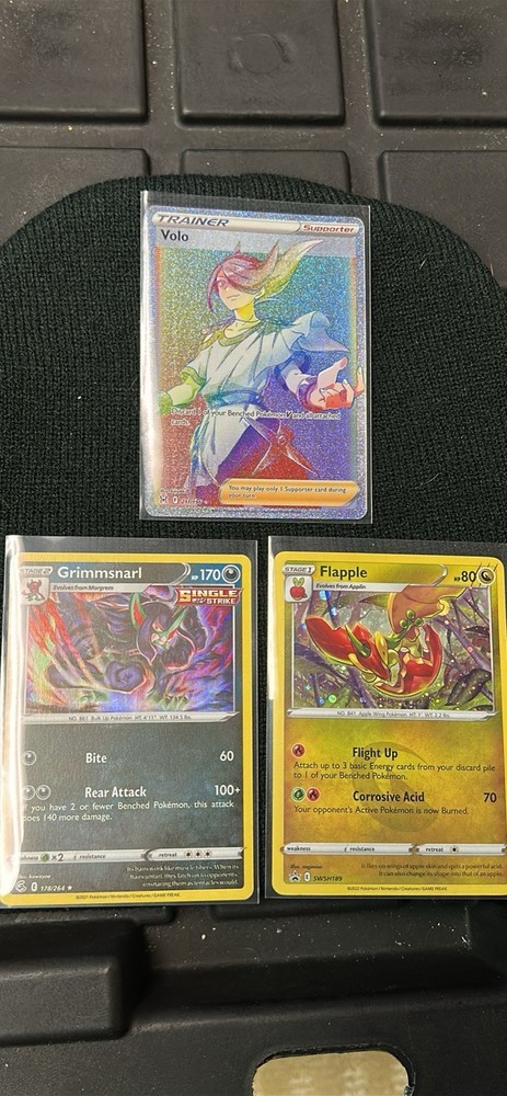 Pokémon Holo Card Lot Volo Grimmsnarl Flapple Promo Sword & Shield - 3 Cards