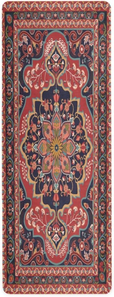 Eco-Friendly Non-Slip Red Persian Design Yoga Mat Portable & Foldable for Fitness