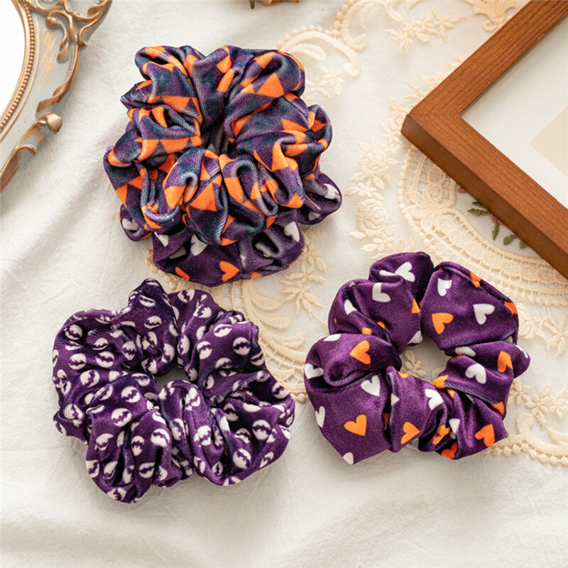 Soft Velvet High Elasticity Scrunchies Hair Bands DIY Halloween Series