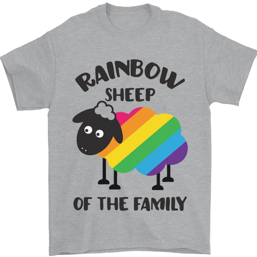 Rainbow Sheep Funny Gay Pride Day LGBT Mens T-Shirt 100% Cotton-image